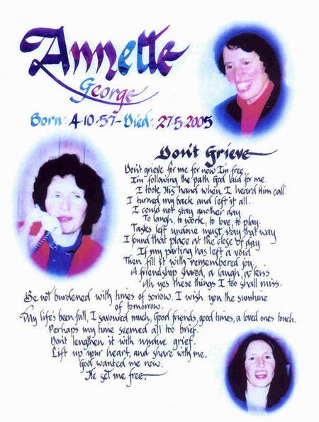 Annette George. 4th Oct 1957 - 27th May 2005. - George Annette Born & Died