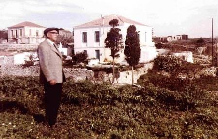 George Levounis in front of his beautiful house in Potamos. 