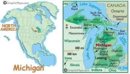 State of Michegan, in relationship to the USA. 
