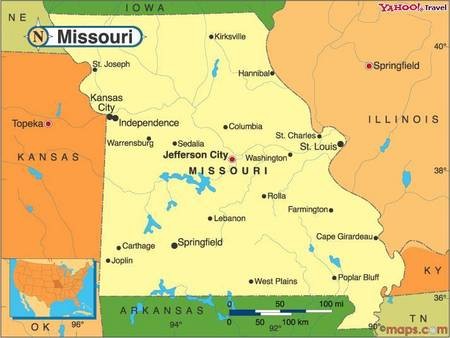 Map of Missouri, USA. - Missouri Map in reltn USA