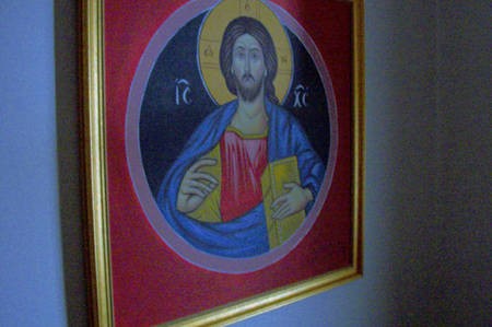 Icon of Christ. Wall on stairway, - Icon Monastery Geelong