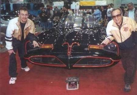 Nick Gavriles and George Barris with the original Batmobile 