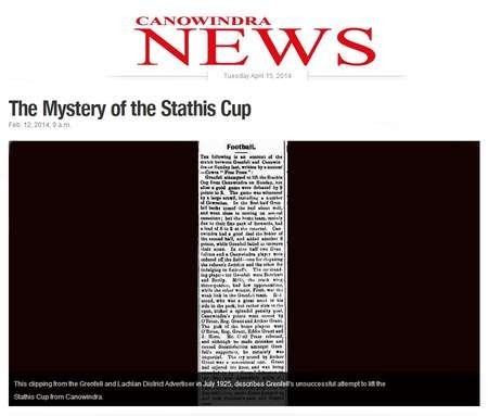 The Canowindra News received a request recently to track down the elusive Stathis Cup 