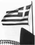 Greek Flag, Opera House & Harbour Bridge. Sydney. 1984. 