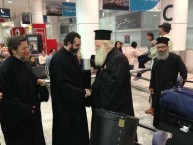 The Metropoliti and Father Petros arrive and are greeted by two Kytherian priests, resident in Australia 