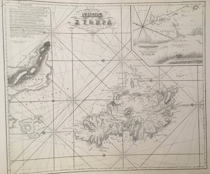 Map of Kythira with Elafonisos and inset of Diakofti held at National Archives London, dated 18?? 