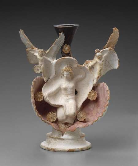 Goddess of Love and Beauty Takes Centre Stage - Oil flask (lekythos) in the form of Aphrodite, Greek, fourth century