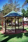 View through the bandsatnd in the park onto the main street of Nyngan, NSW, 2005. 