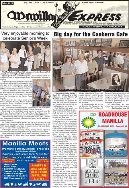 Big day for the Canberra Cafe. Manilla, northe west New South Wales 