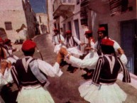 Kytherian High School boys dance in their national costume. 1976. 
