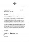 Letter of congratulations from John Howard to Con George (Tzortzo)Poulos. 