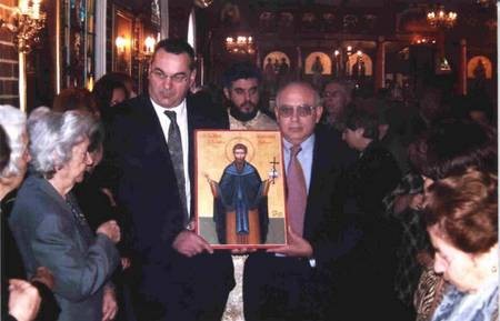 The icon of Ayios Haralmbos being carried around the Church. 2005. 