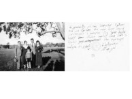 Katsoolis & Creatha families. Photograph with message on back. 