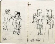 This sketch is of the master classes in tango dancing that we would have in the morning in the old school house at the main square. 