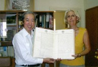 Sept 2008. (8) Toki Koizumi, the grandson of Lafcadio Hearn visits Kythera to pay homage to his grandparents. 