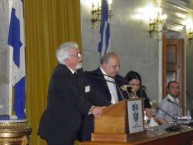 Nikos Petrochilos accepting his Eptanesian award 