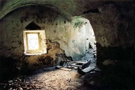 Interior of one of the abandonned watermills of Mylopotamos 