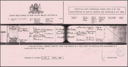Death Certificate of Emmanuel Kritharis. 