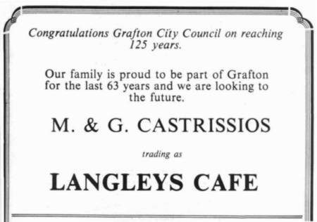 Langleys Cafe advertisement. 
