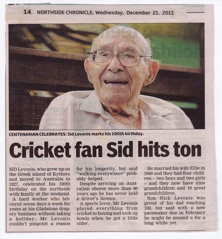 Another Brisbane Centenarian - congratulations! 