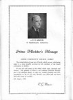 Message of support from then Prime Minister of Australia, Robert Gordon Menzies. 