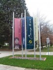 Banners outside the National Archives, Canberra, Australia. 
