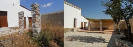 Comparison between 2009 - July 2013 state of the Kytherian Municipal Council Library courtyard 