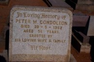 Peter M Condoleon. Headstone. Old Dubbo Cemetery. 